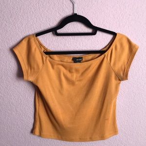 Mustard off the shoulder crop top